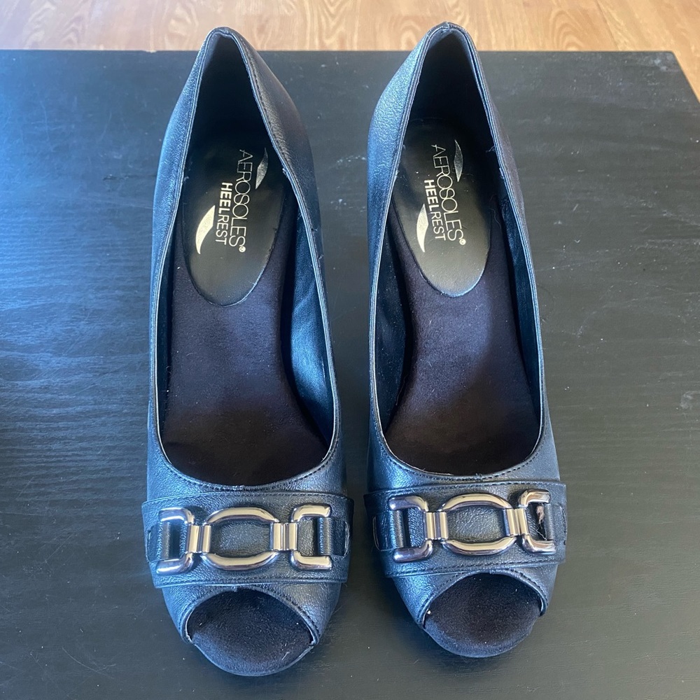 Aerosoles Heelrest Black Heels, Size 8M